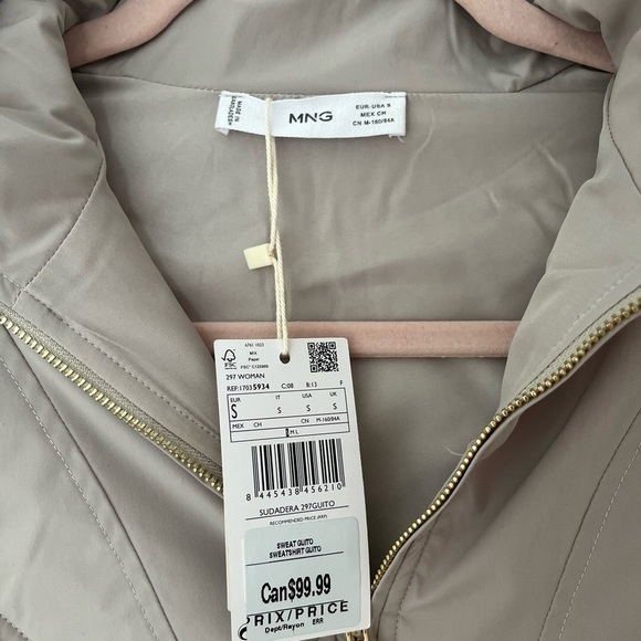 NWT Mango Quarter Zip Faux Lambs Wool Jacket in Neutral - Picture 4 of 6